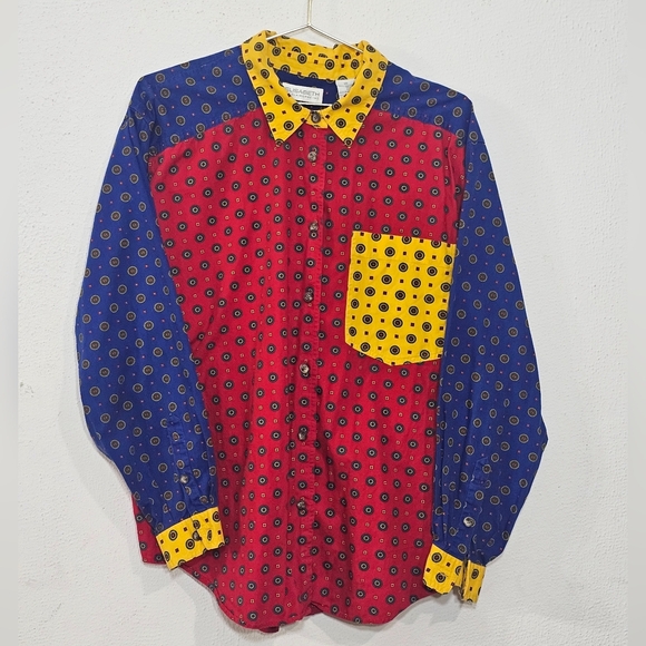 Liz Claiborne Tops - Liz Claiborne Red and Blue Geometric Women's Shirt 100% Cotton
